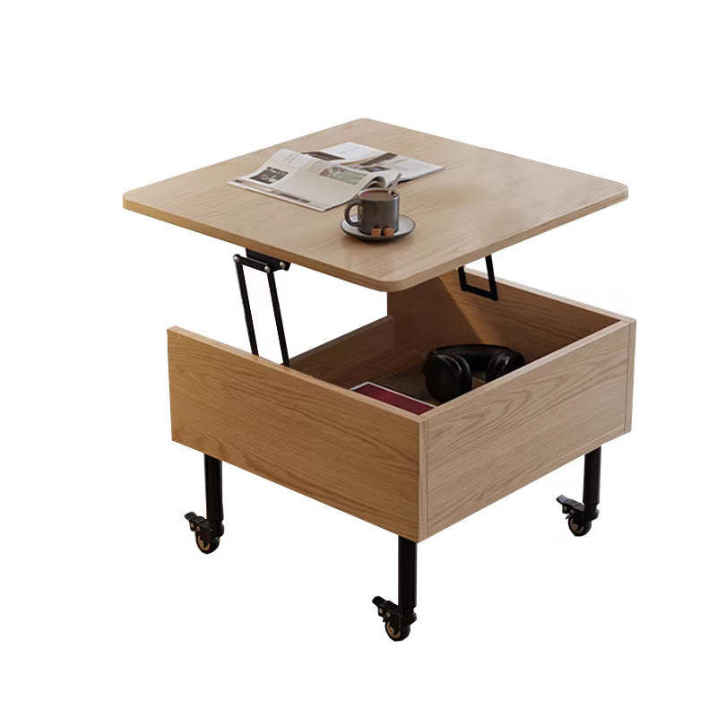 Masuta de cafea cu blat rabatabil, spatiu de depozitare si roti pivotante, 55x55x48cm