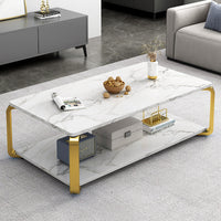 Masuta de cafea cu raft de depozitare, stil italian, 110x60x43cm, blat MDF si cadru metalic - imagine 6