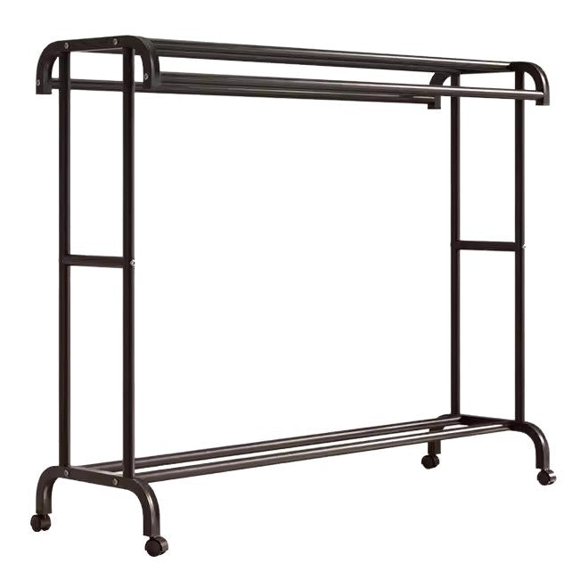 Suport dublu de umerase pentru haine, cu 1 suport de pantofi, din metal, cu raft depozitare deasupra – 50KG greutate maxima, 150x120x48cm