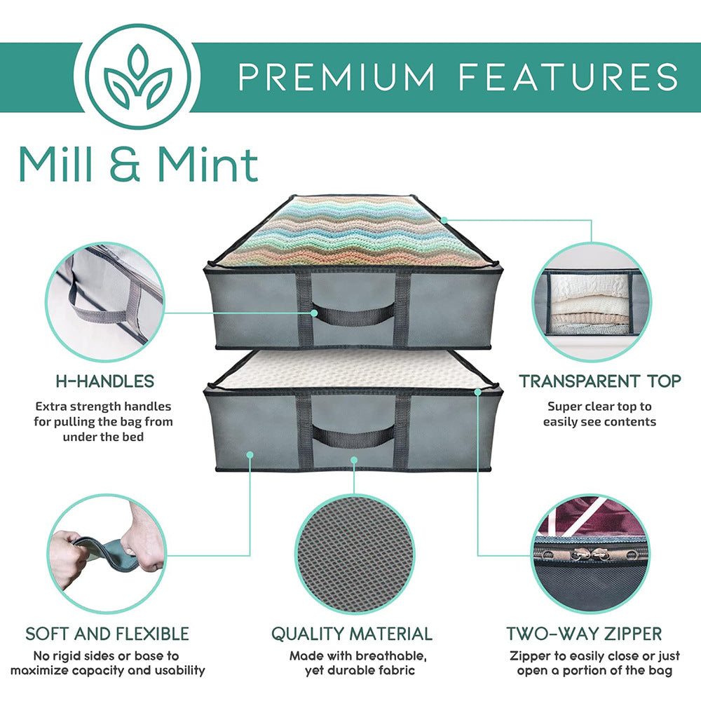 Organizator haine cu fermoar pentru depozitare sub pat, 100x50x18cm, 90L