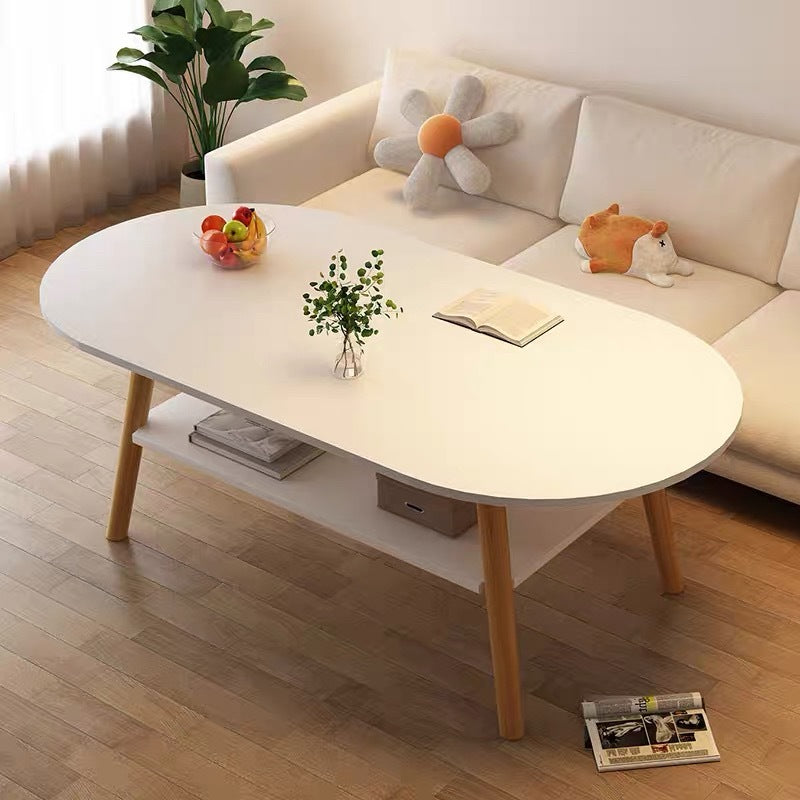 Masuta cafea ovala pentru sufragerie, din lemn MDF, 4 picioare