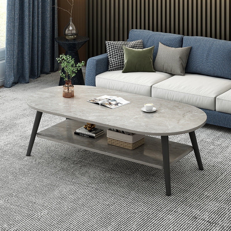 Masuta cafea ovala pentru sufragerie, din lemn MDF, 4 picioare