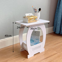Noptiera alba decorativa, din PVC, 2 polite, 45cm - imagine 7