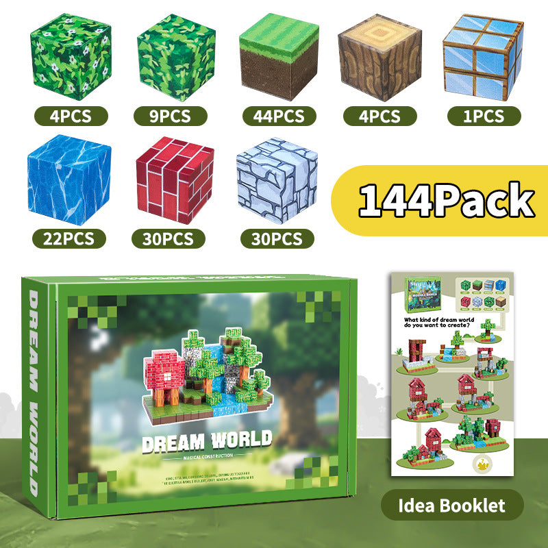 Blocuri magnetice de constructie 3D, 2.5 cm, 64-300 piese