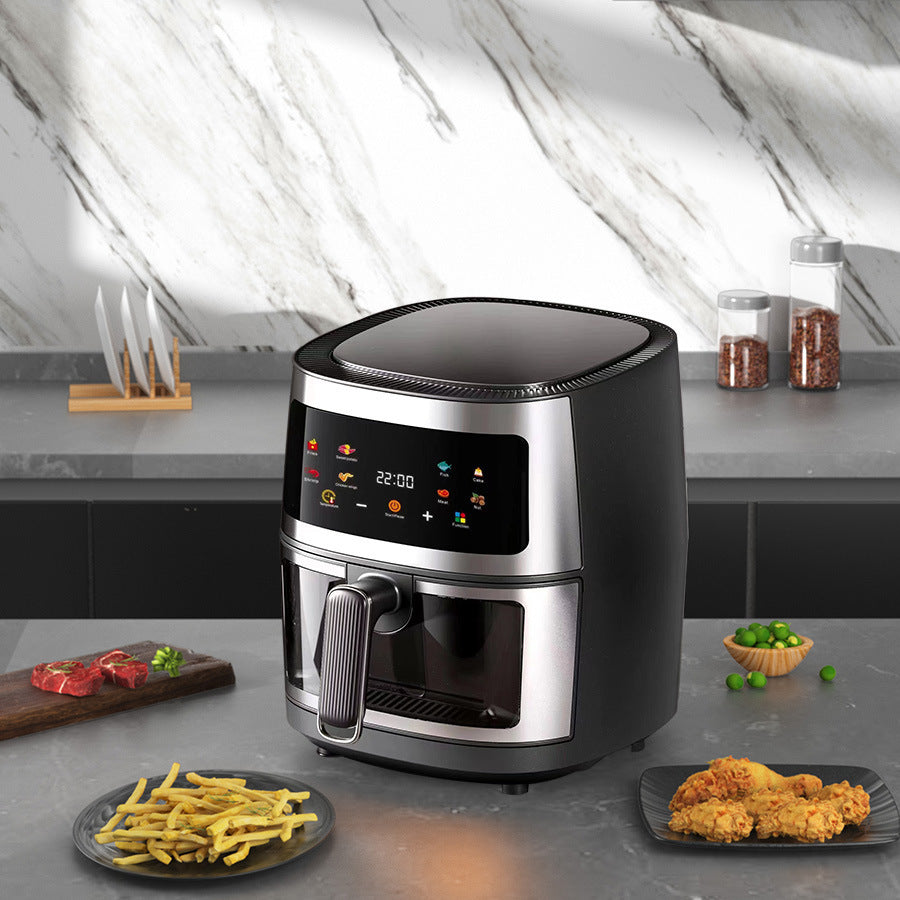 Friteuza cu aer cald, Air Fryer 8L, 2400 W, afisaj digital LCD color, Touch control, otel inoxidabil