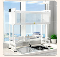 Suport de vase metalic multifunctional cu scurgator, suport pentru ustensile si tacamuri - imagine 5