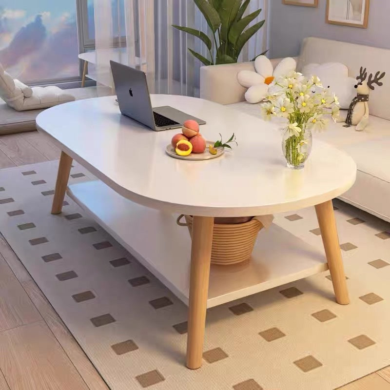 Masuta cafea ovala pentru sufragerie, din lemn MDF, 4 picioare