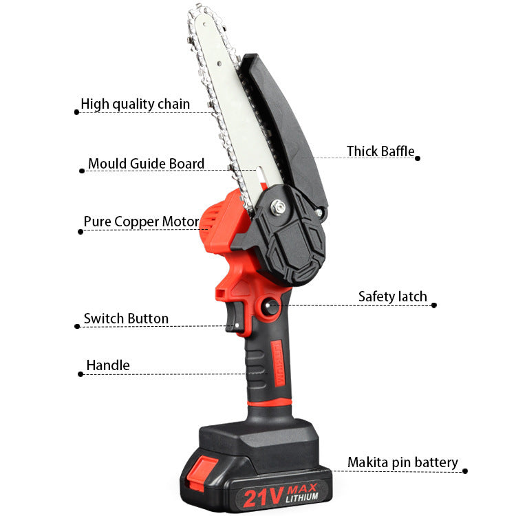Mini Fierastrau Electric 24V cu Lant 6 inch si 2 Acumulatori 2000 mAh