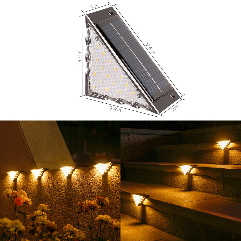 Set 2 Lampi Solae LED pentru Trepte si Terasa – Triunghiulara, 22 LED, Lumina Calda, Impermeabila
