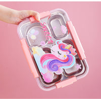 Caserola termica 4 compartimente din inox pentru copii cu lingurita, 900 ml, 16.8 X 22.6 X 6.5cm - imagine 8