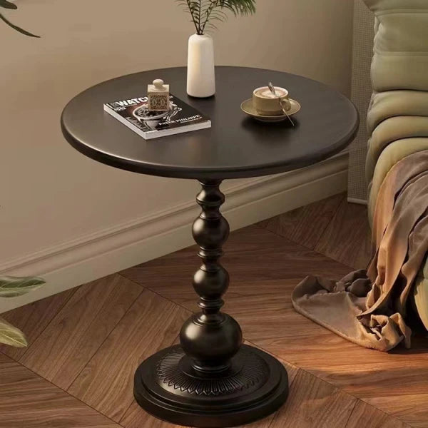 Masuta de cafea retro, fier, pentru living, dormitor sau balcon 52 x 38 cm, negru