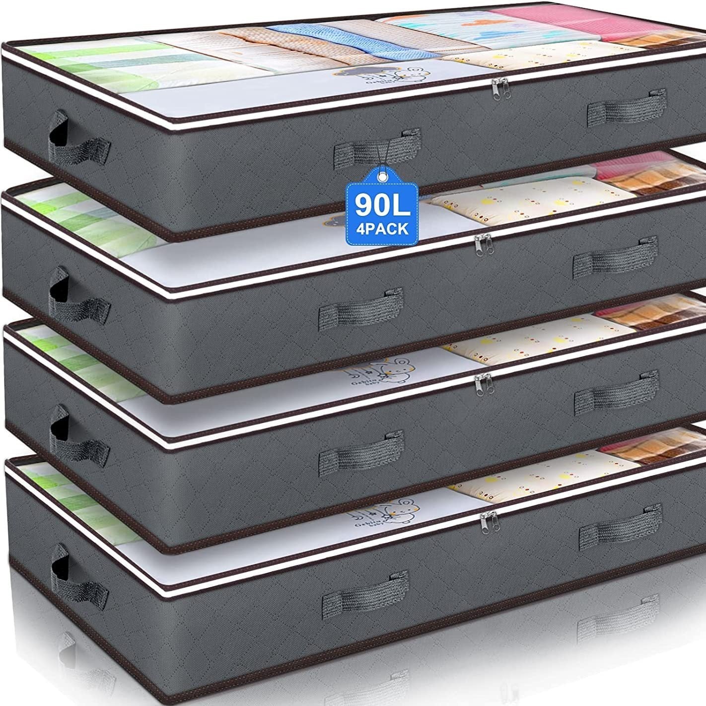 Organizator haine cu fermoar pentru depozitare sub pat, 100x50x18cm, 90L