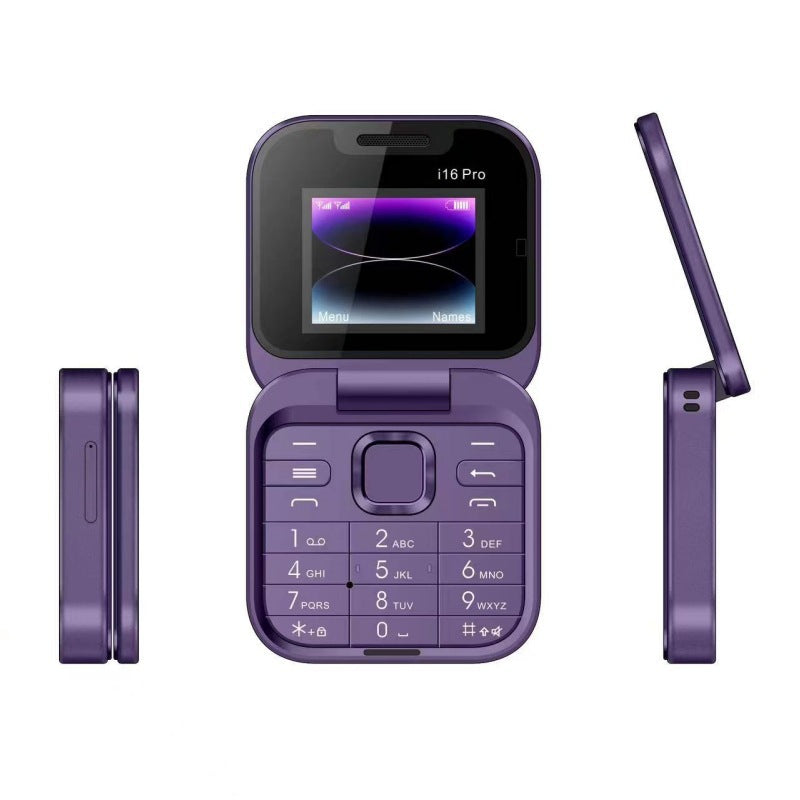 Telefon de buzunar pliabil Flip Phone 4.5 cm i16 Pro, Dual SIM, camera, Bluetooth MP4