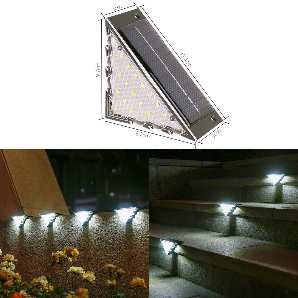 Set 2 Lampi Solae LED pentru Trepte si Terasa – Triunghiulara, 22 LED, Lumina Calda, Impermeabila
