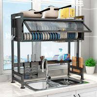 Suport de vase metalic multifunctional cu scurgator, suport pentru ustensile si tacamuri - imagine 2