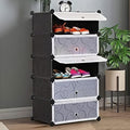 Dulap Modular pentru Incaltaminte, cu 5 Niveluri, Design Portabil cu Usi, 85 x 47 x 37cm