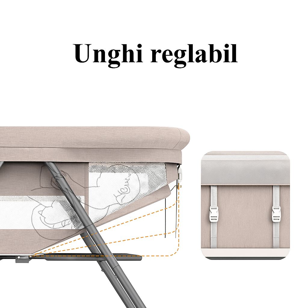 Patut Bebe Multifunctional – Portabil, Pliabil, cu Roti, cu Saltea,  Nou-Nascuti