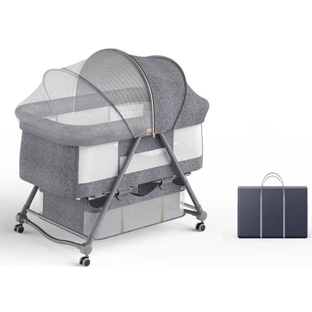 Patut Bebe Multifunctional – Portabil, Pliabil, cu Roti, cu Saltea,  Nou-Nascuti