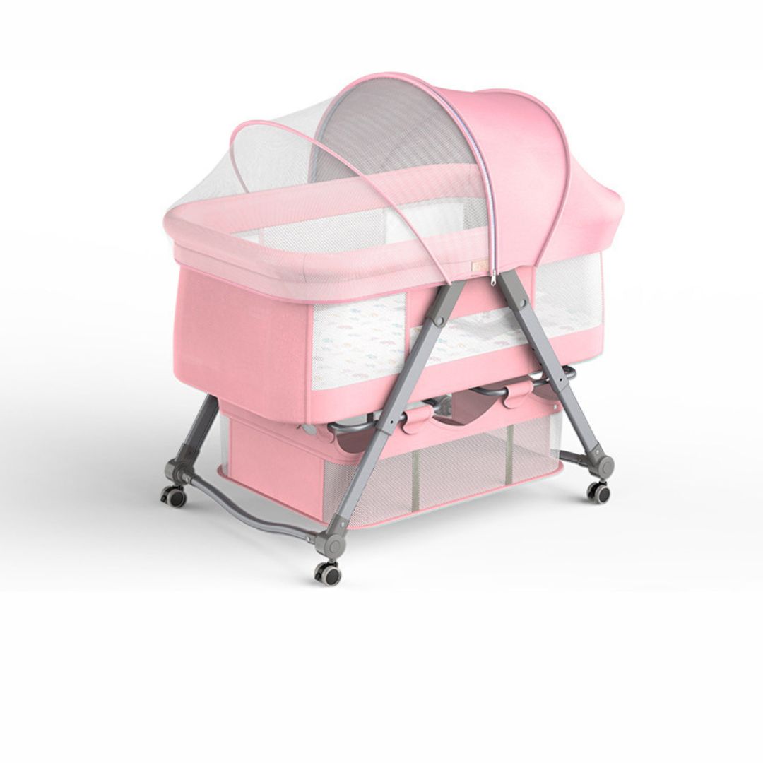 Patut Bebe Multifunctional – Portabil, Pliabil, cu Roti, cu Saltea,  Nou-Nascuti