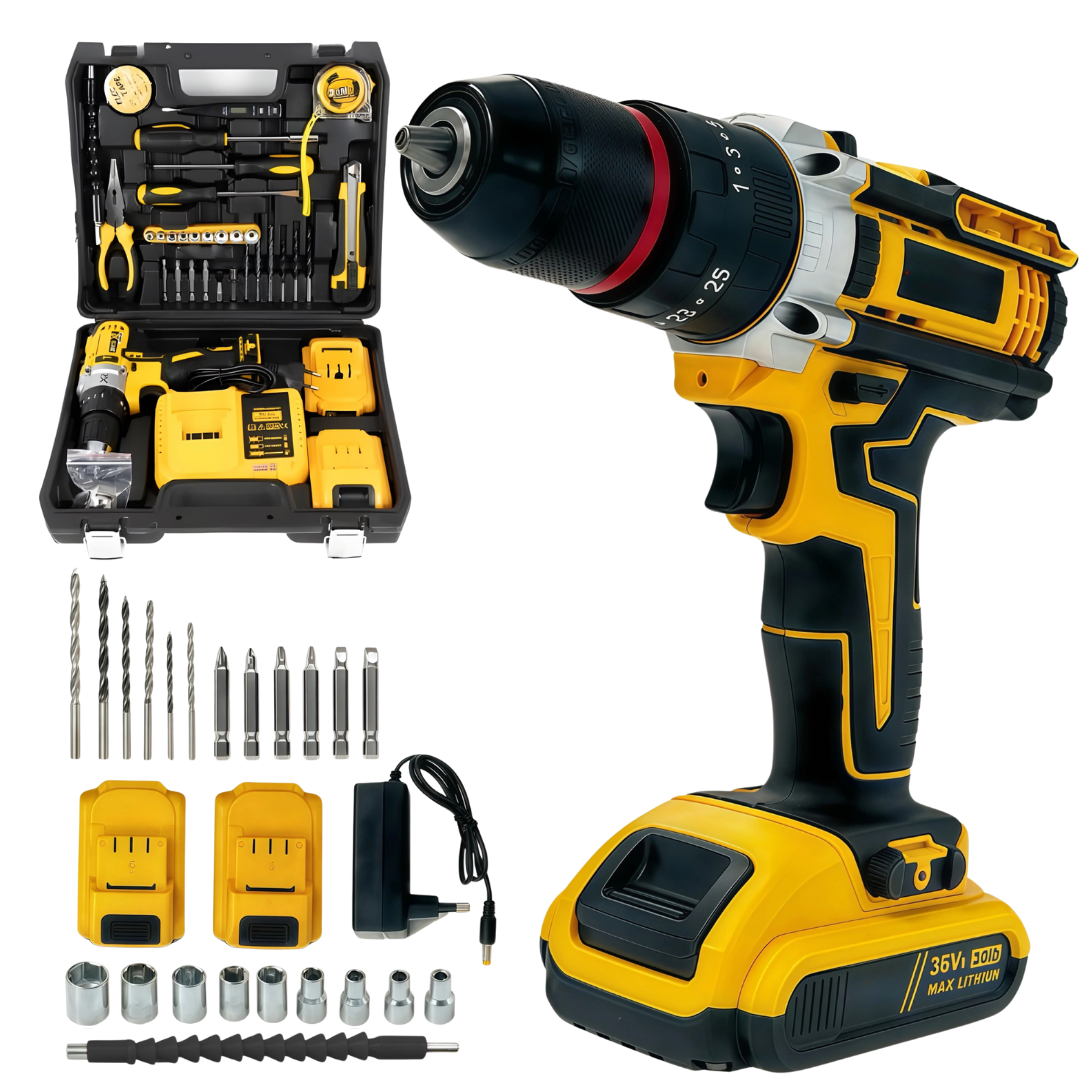 Trusa Bormasina 36V, cu 2 acumulatori si incarcator, mandrina metalica + Accesorii