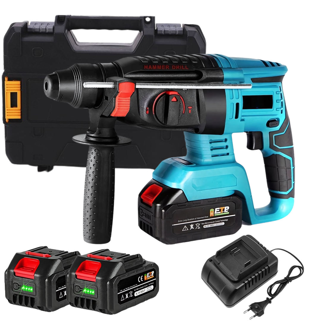 Bormasina cu Percutie Fara Fir Brushless 1850W, 2 Acumulatori 18V, 2580 rpm, Ciocan Rotopercutor SDS Plus