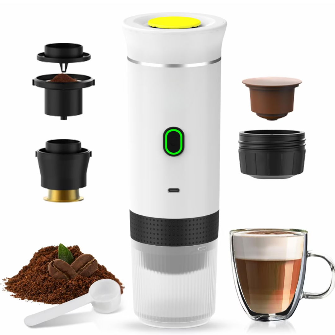 Espressor Portabil 3 in 1 Capsule si Cafea Macinata, USB Reincarcabil, 20BAR, 60ml