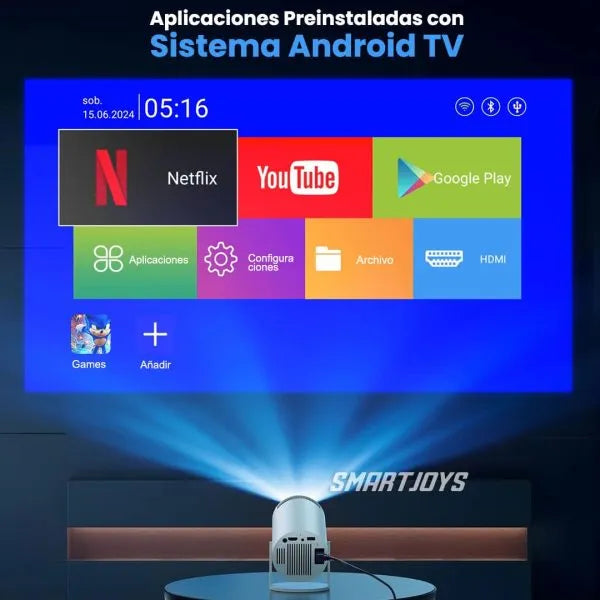 Videoproiector portabil, X10 Plus, 5000 lumeni, 4K Ultra HD, WiFi, Bluetooth 5.0, difuzor integrat, telecomanda, 10.000 jocuri incluse, Rotatie 180 grade, alb