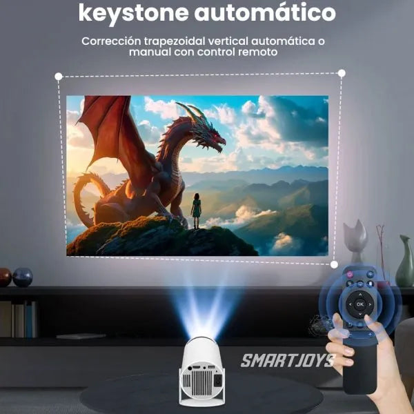 Videoproiector portabil, X10 Plus, 5000 lumeni, 4K Ultra HD, WiFi, Bluetooth 5.0, difuzor integrat, telecomanda, 10.000 jocuri incluse, Rotatie 180 grade, alb