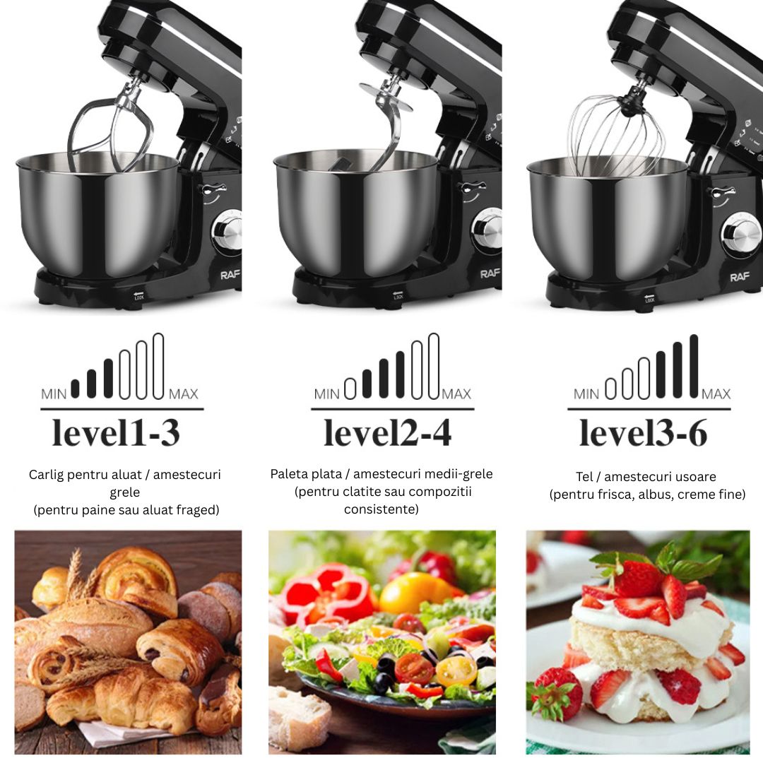 Robot de bucatarie 3-in-1 cu bol inox si 6 viteze