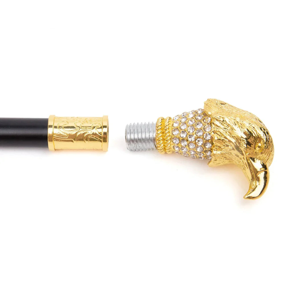 Baston de mers la moda cu cap de vultur alb auriu, 90 CM