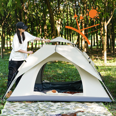 Cort camping 3-4 persoane cu deschidere automata pop-up, impermeabil, protectie UV, 2 usi, 2 moduri instalare