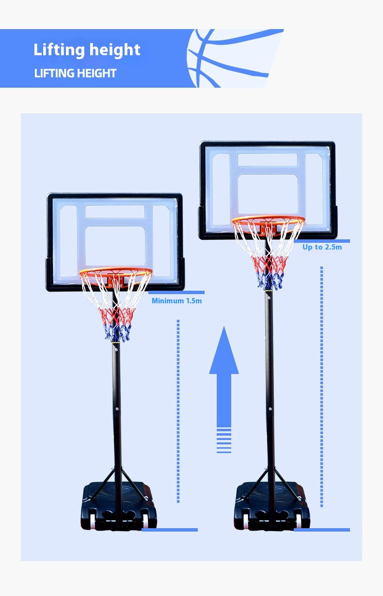 Cos baschet exterior reglabil 1.5–2.5 m – placa transparenta PVC, roti, baza umplere