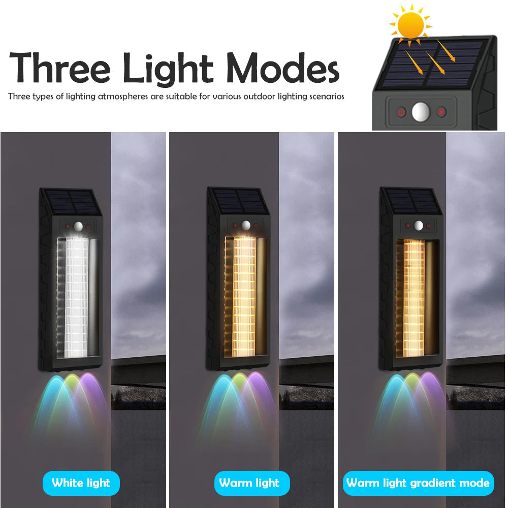 Lampa solara LED 33 cm, senzor miscare, 3 moduri de lumina, panou solar 5.5V/1.6W,  rezistenta la apa