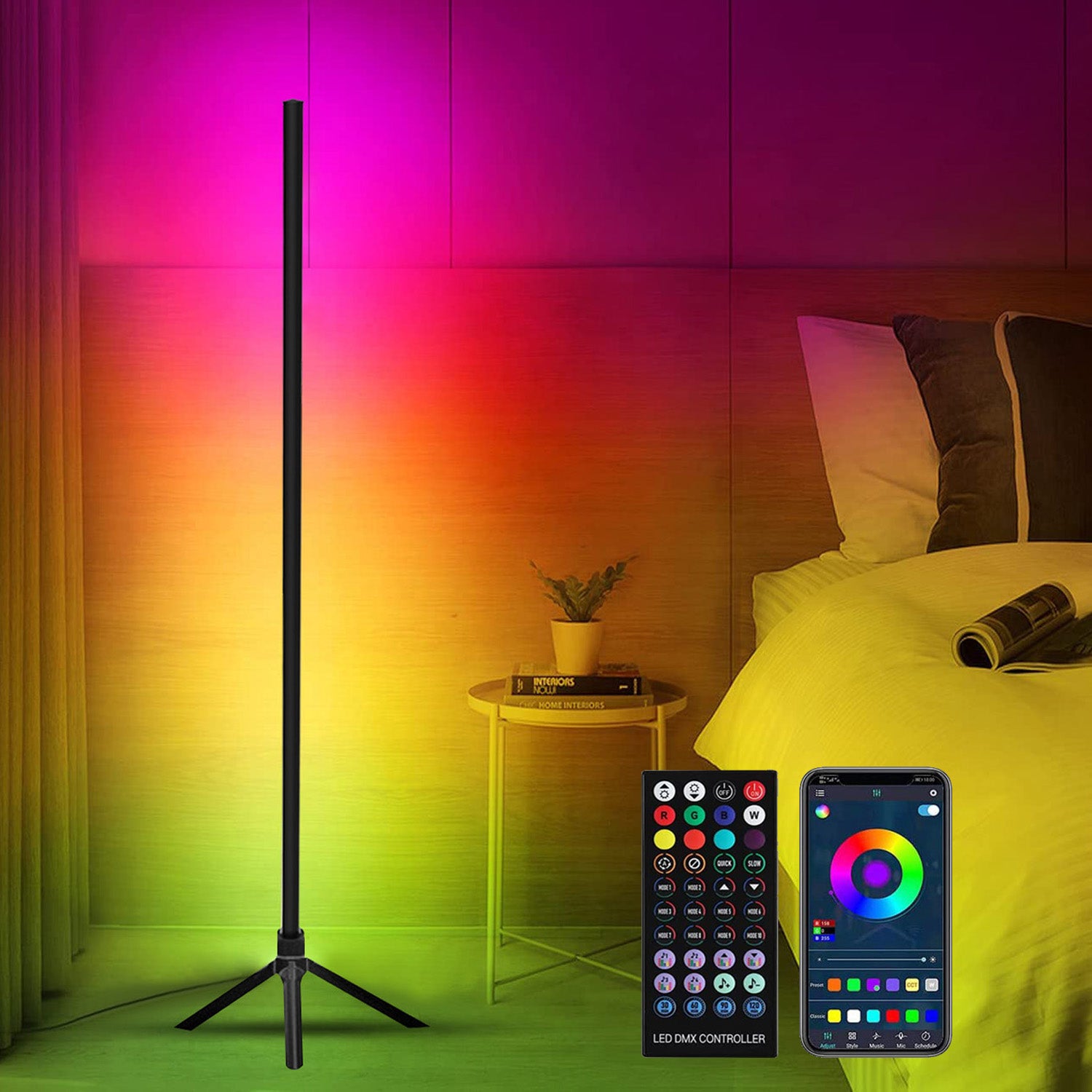 Lampa de podea LED corner 120 cm Wi-Fi (3 segmente)