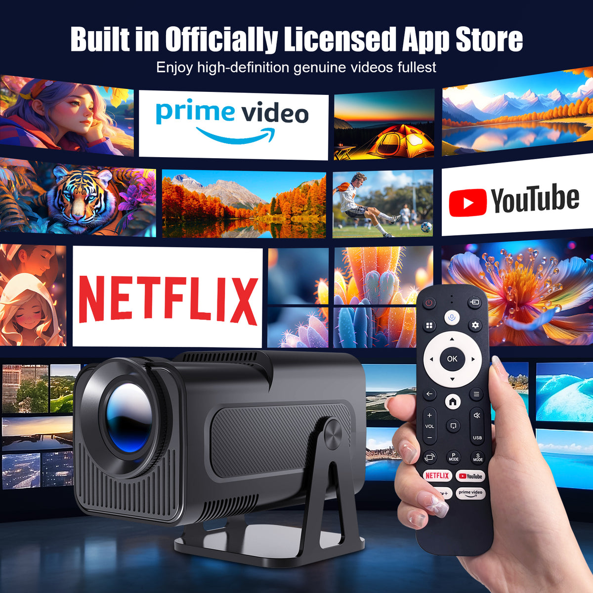 Proiector Portabil 1080p Nativ 500 ANSI Lumeni cu WiFi 5G Bluetooth 5.2 si Aplicatii Oficiale – Magcubic HY320-N