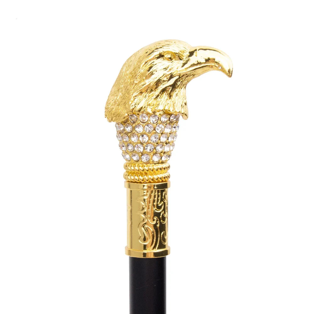 Baston de mers la moda cu cap de vultur alb auriu, 90 CM