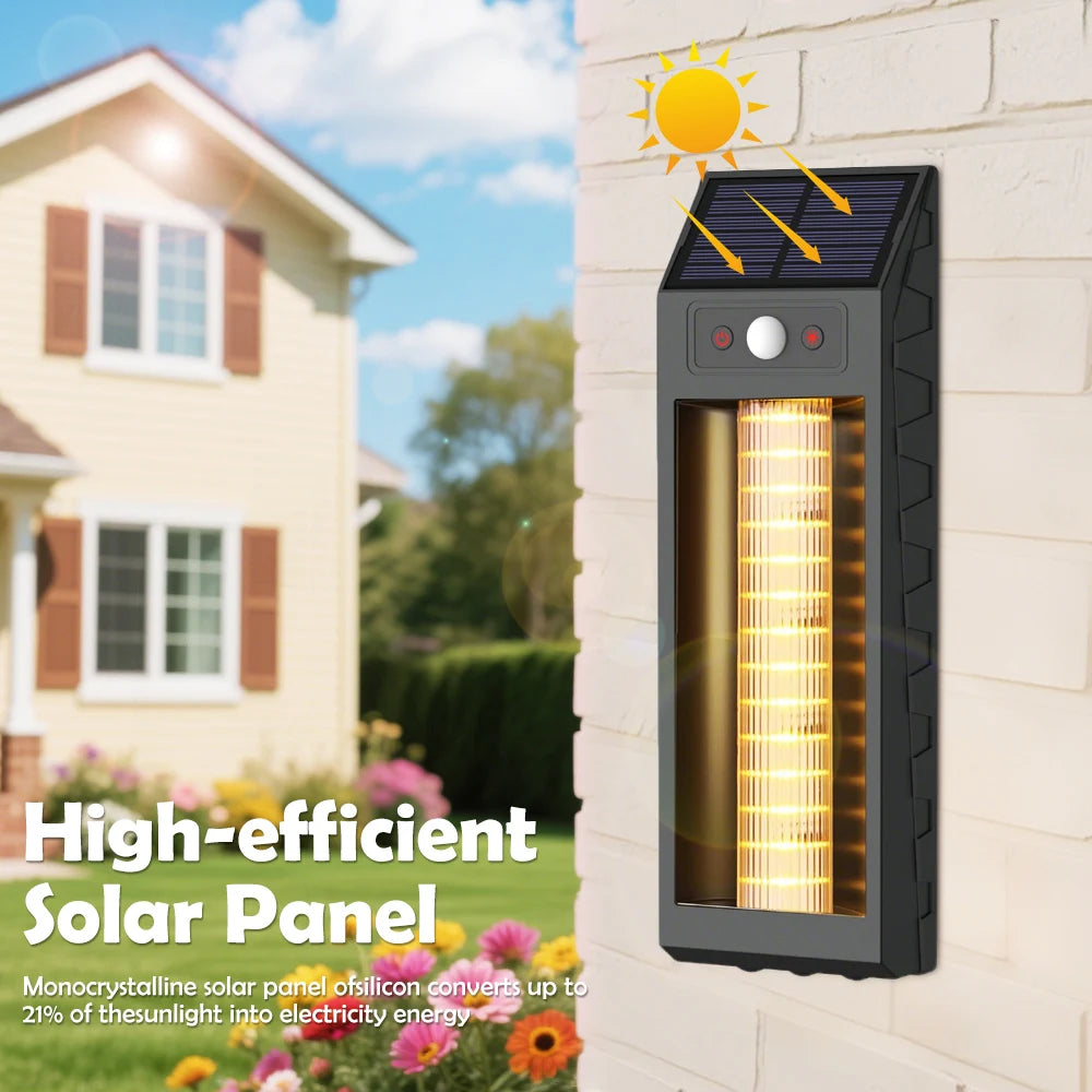 Lampa solara LED 33 cm, senzor miscare, 3 moduri de lumina, panou solar 5.5V/1.6W,  rezistenta la apa