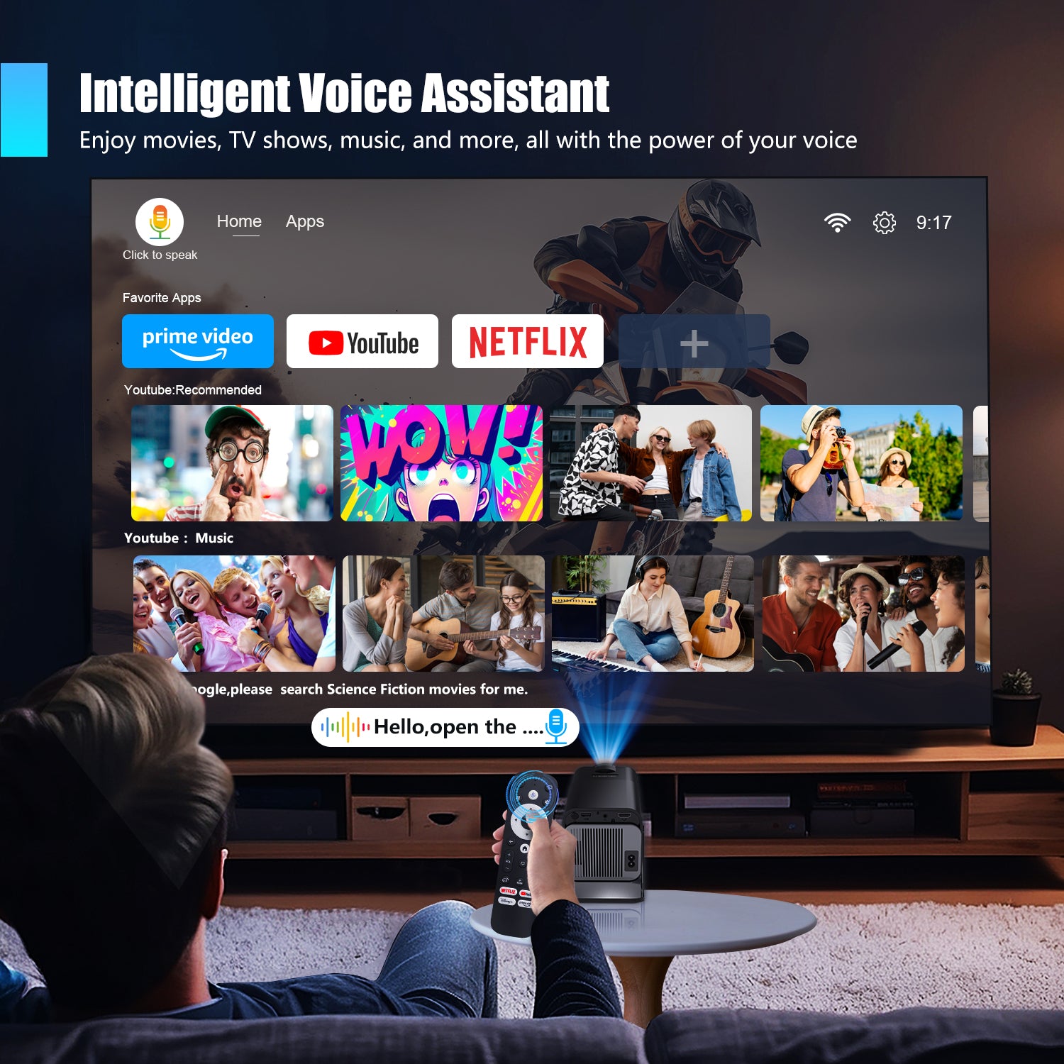 Proiector Portabil 1080p Nativ 500 ANSI Lumeni cu WiFi 5G Bluetooth 5.2 si Aplicatii Oficiale – Magcubic HY320-N