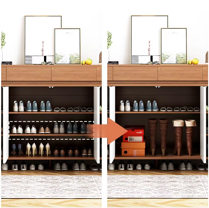 Dulap pentru pantofi cu 4 sertare și 4 compartimente spatioase, 160x30x92cm