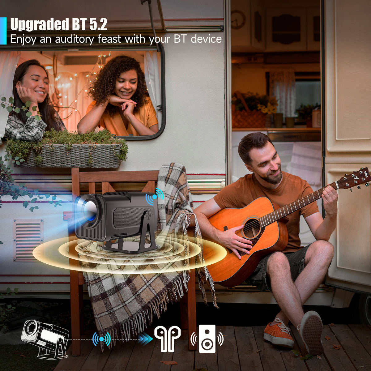 Proiector Portabil 1080p Nativ 500 ANSI Lumeni cu WiFi 5G Bluetooth 5.2 si Aplicatii Oficiale – Magcubic HY320-N