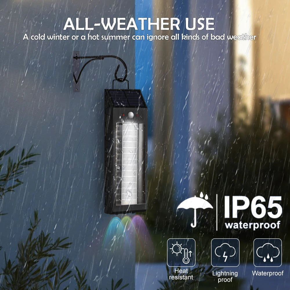 Lampa solara LED 33 cm, senzor miscare, 3 moduri de lumina, panou solar 5.5V/1.6W,  rezistenta la apa