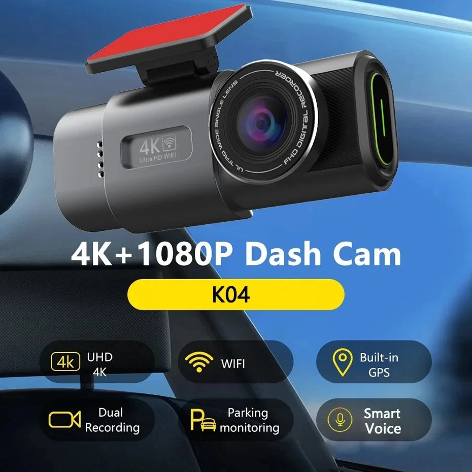 Camera auto duala 4K + 1080P cu WiFi, GPS, viziune nocturna si monitorizare parcare