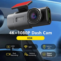 Camera auto duala 4K + 1080P cu WiFi, GPS, viziune nocturna si monitorizare parcare - imagine 2