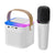 Boxa karaoke cu microfon wireless, difuzor portabil cu lumina RGB LED, alb