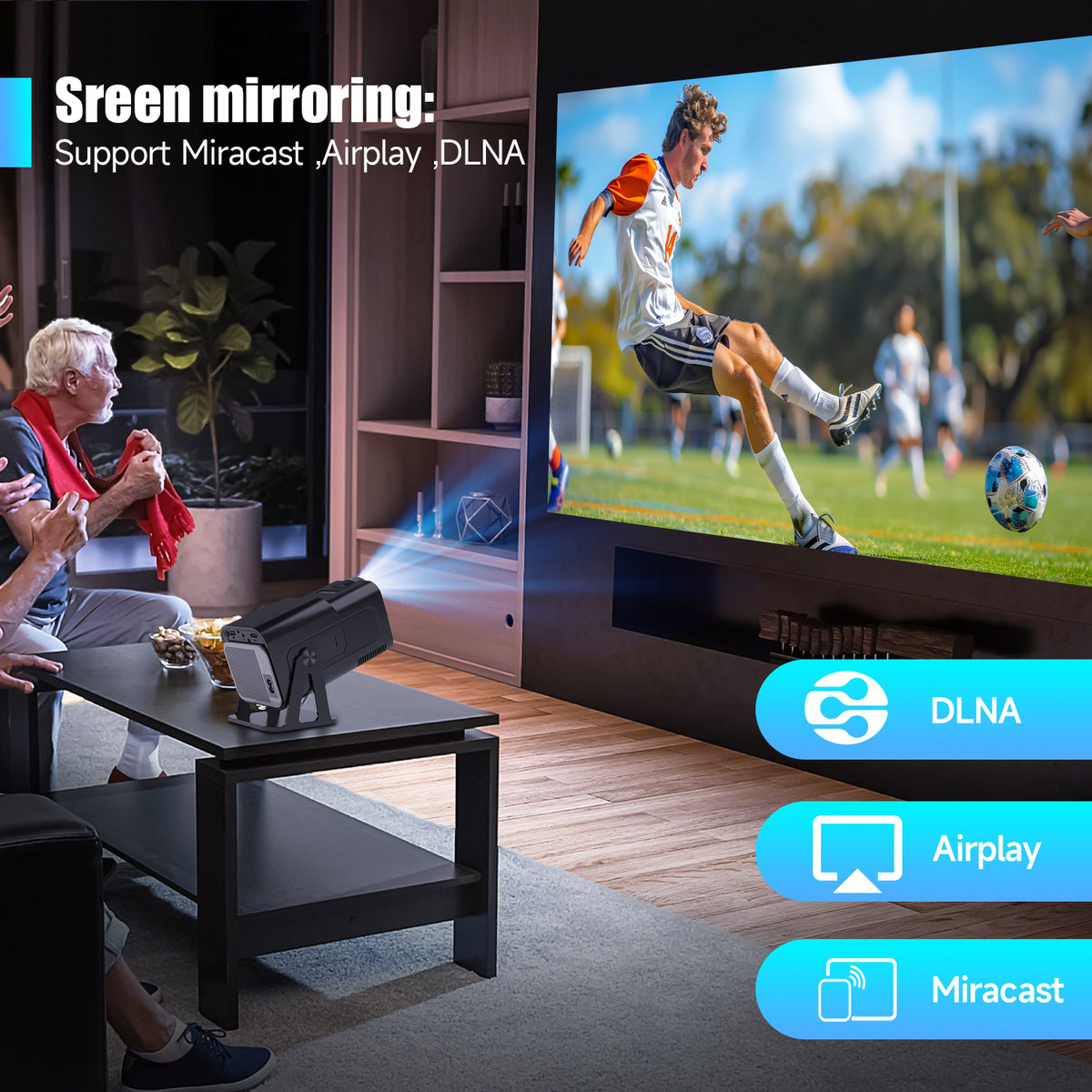 Proiector Portabil 1080p Nativ 500 ANSI Lumeni cu WiFi 5G Bluetooth 5.2 si Aplicatii Oficiale – Magcubic HY320-N