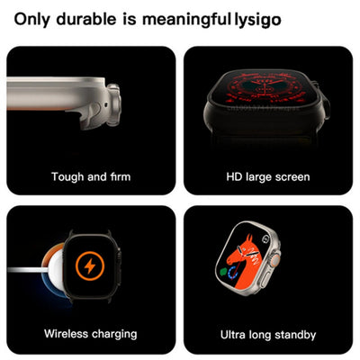 Ceas inteligent SmartWatch Ultra Plus, compatibil cu orice telefon, apel Bluetooth, incarcator wireless, metal