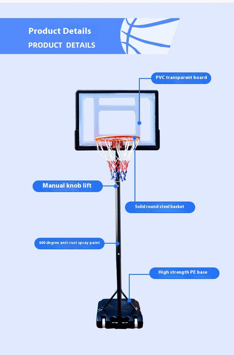 Cos baschet exterior reglabil 1.5–2.5 m – placa transparenta PVC, roti, baza umplere