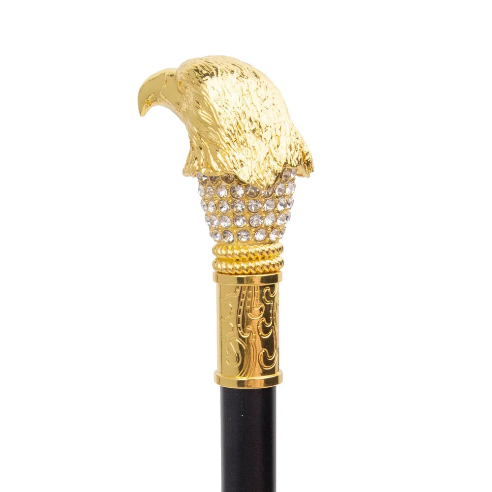 Baston de mers la moda cu cap de vultur alb auriu, 90 CM