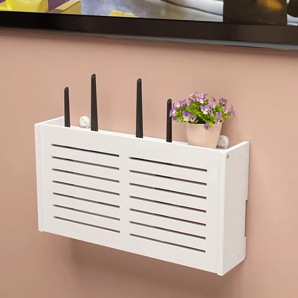Suport router wireless pentru mascare fire si echipament WIFI, alb