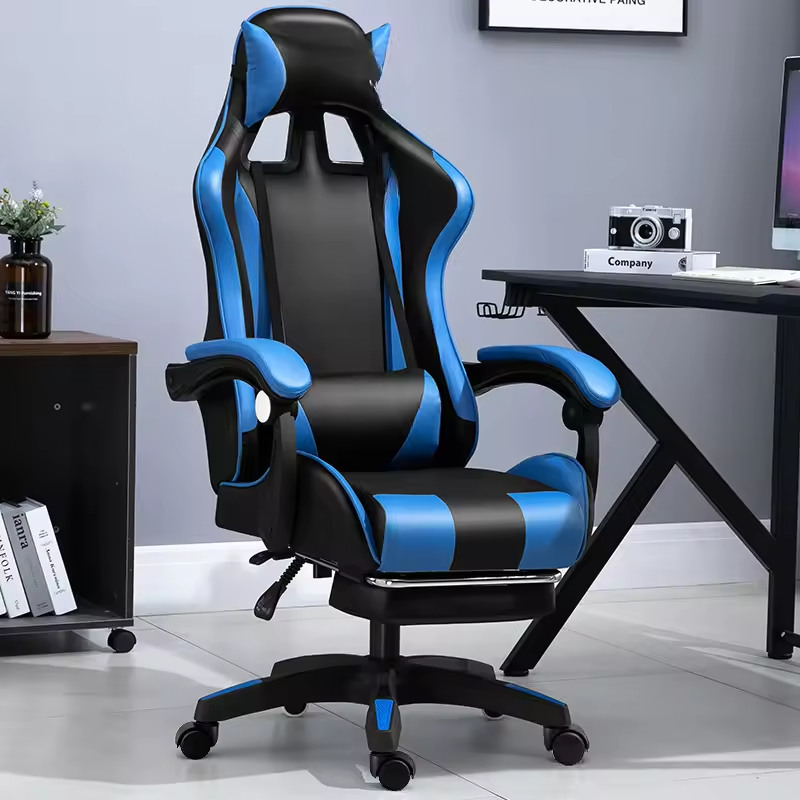 Scaun Gaming Racing SpeedX GT, Piele Ecologică, Recliner, Perne Ergonomice și Suport pentru Picioare